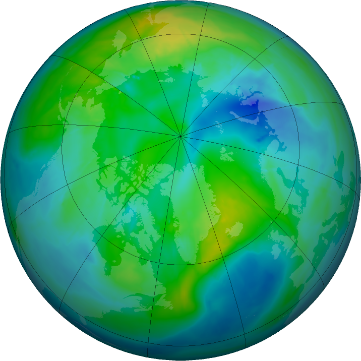 Arctic ozone map for 20 October 2015